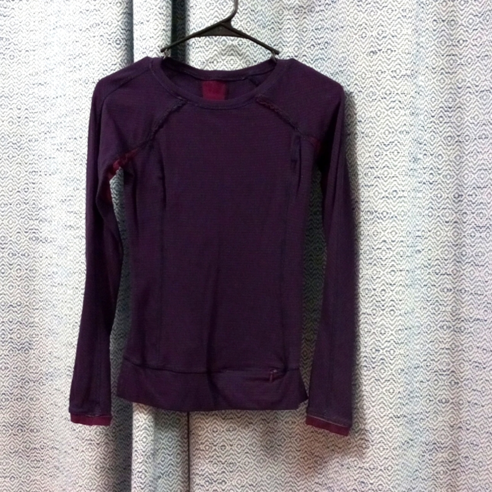Lululemon athletica blue and purple stripe long sleeve shirt, size 4